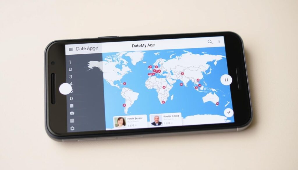 DateMyAge app showing international matching features