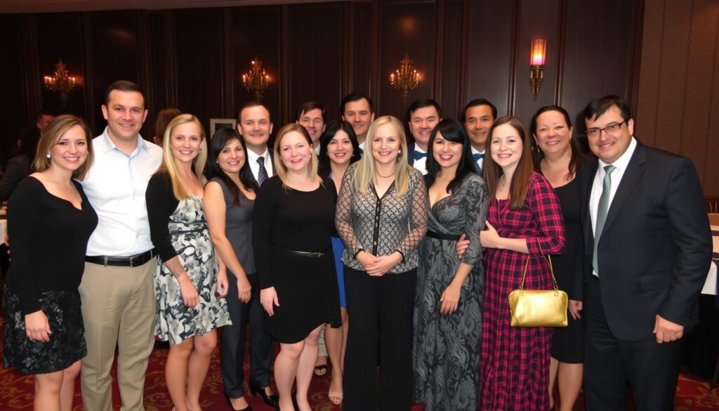 Group photo of Romance Tour participants celebrating successful connections Group photo of Romance Tour participants celebrating successful connections