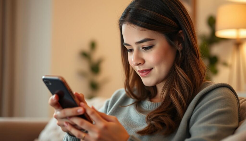 Person thoughtfully messaging on a phone, representing online dating with herpes in the U.S.