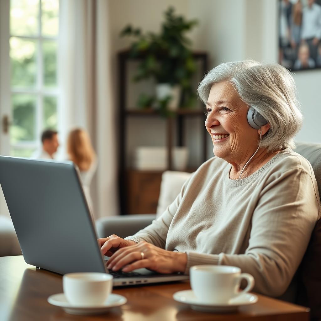 Senior woman video chatting with a potential match