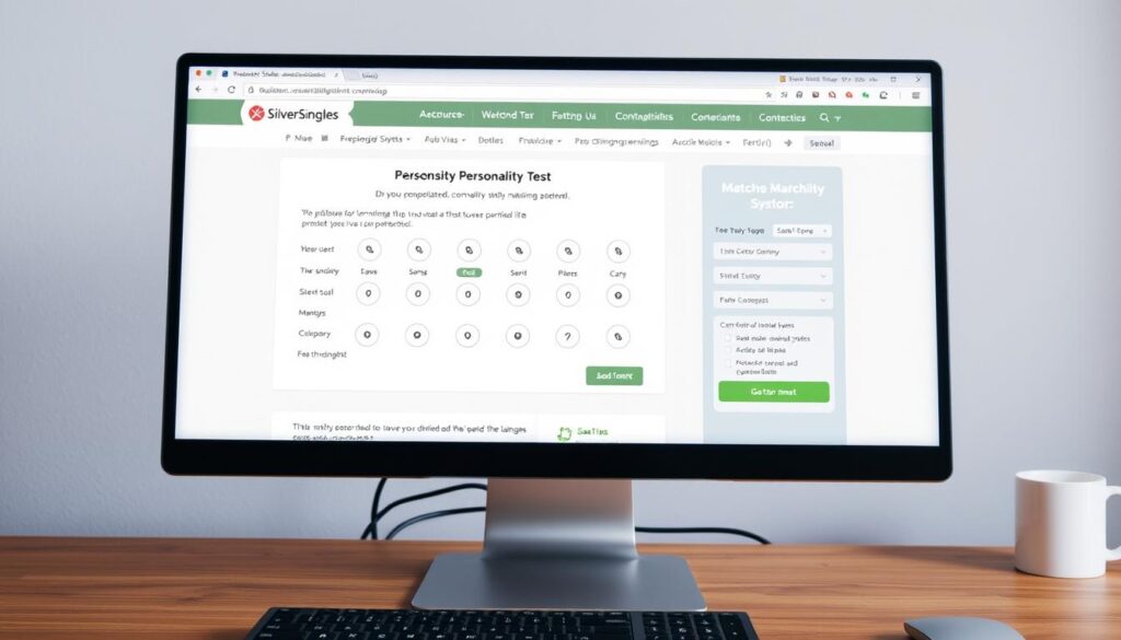 SilverSingles website showing personality test and matching system
