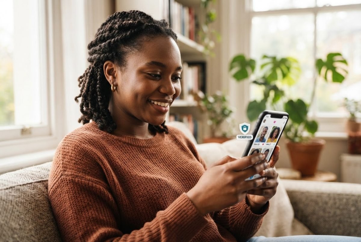 Smartphone with a padlock icon symbolising secure dating